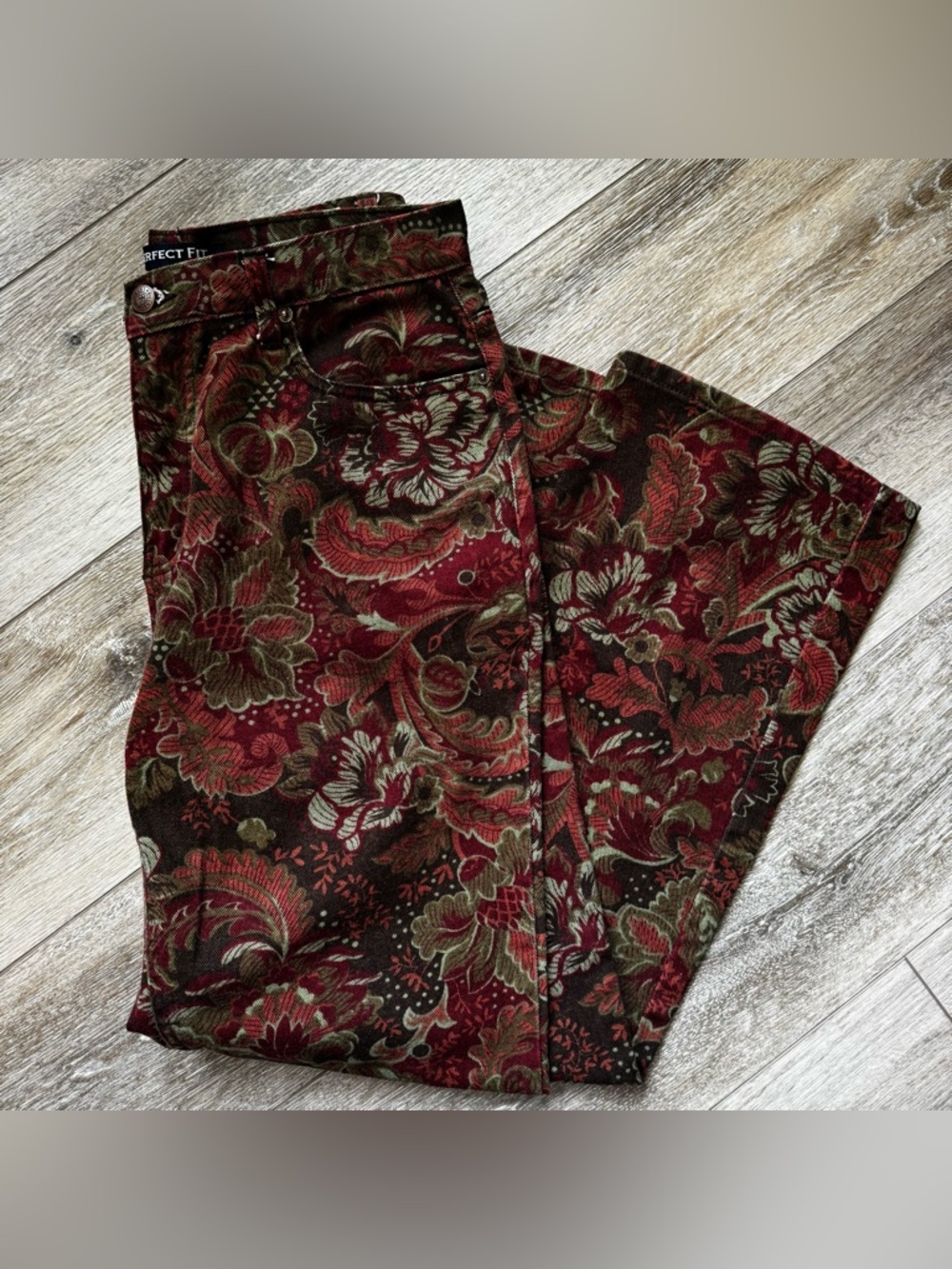 Vintage Tapestry Floral Pants Dark Academia Boho 90s Straight Leg Size 10 - Picture 2 of 7